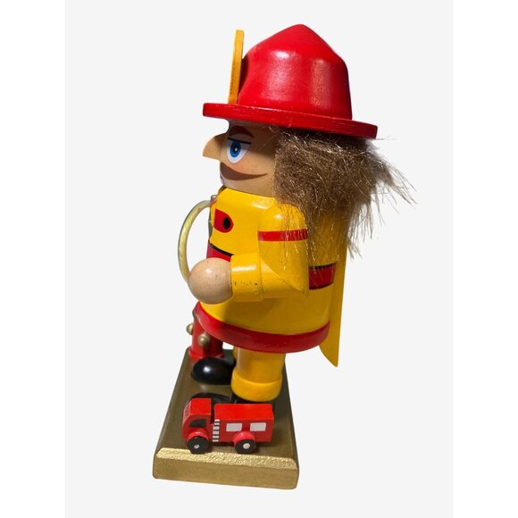 Wooden Fireman Nutcracker with Hose Fire Extinguisher and toy Fire Truck - Picture 6 of 10